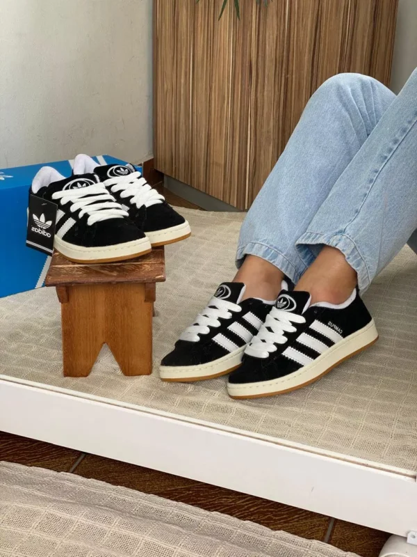 Adidas Campus Preto Unissex Camurça Clássico - Imagem 2