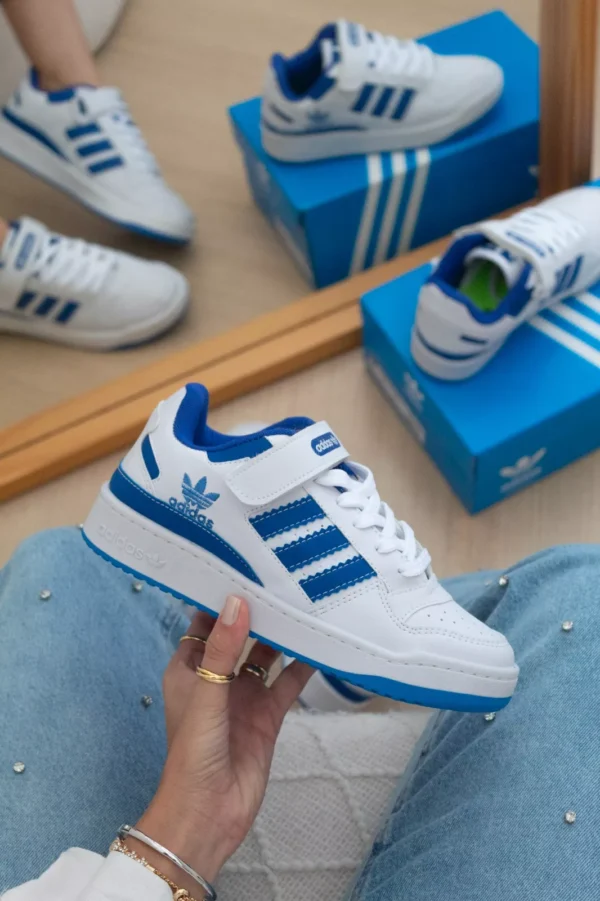 Adidas Fórum Low Branco azul Velcro Unissex Clássico - Imagem 3